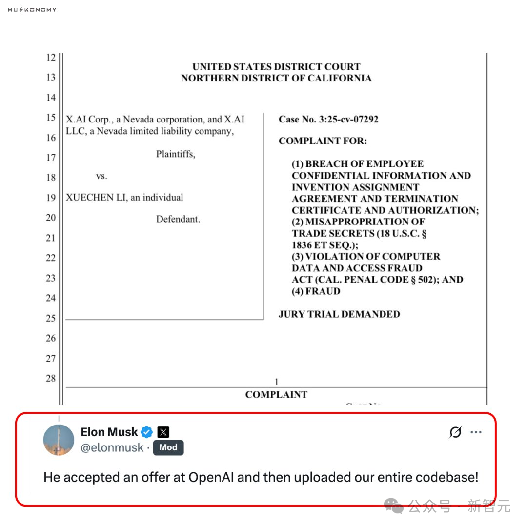 硅谷炸雷!xAI创始老哥携机密叛逃OpenAI,马斯克:他上传了整个代码库插图 硅谷炸雷!xAI创始老哥携机密叛逃OpenAI,马斯克:他上传了整个代码库插图