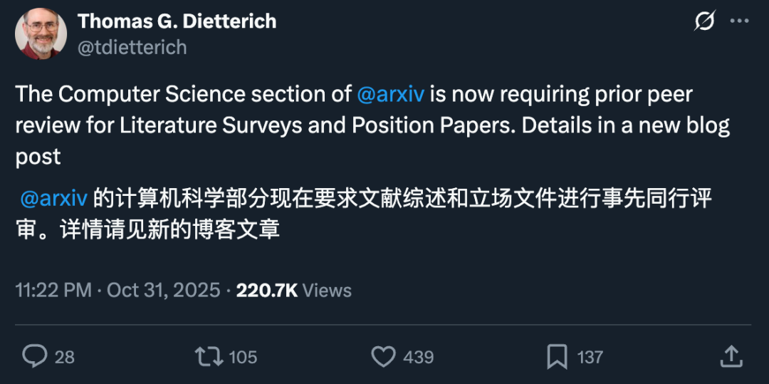 综述连arXiv都不给发了?最严新规出台:被会议、期刊接收才行,workshop都不行插图 综述连arXiv都不给发了?最严新规出台:被会议、期刊接收才行,workshop都不行插图
