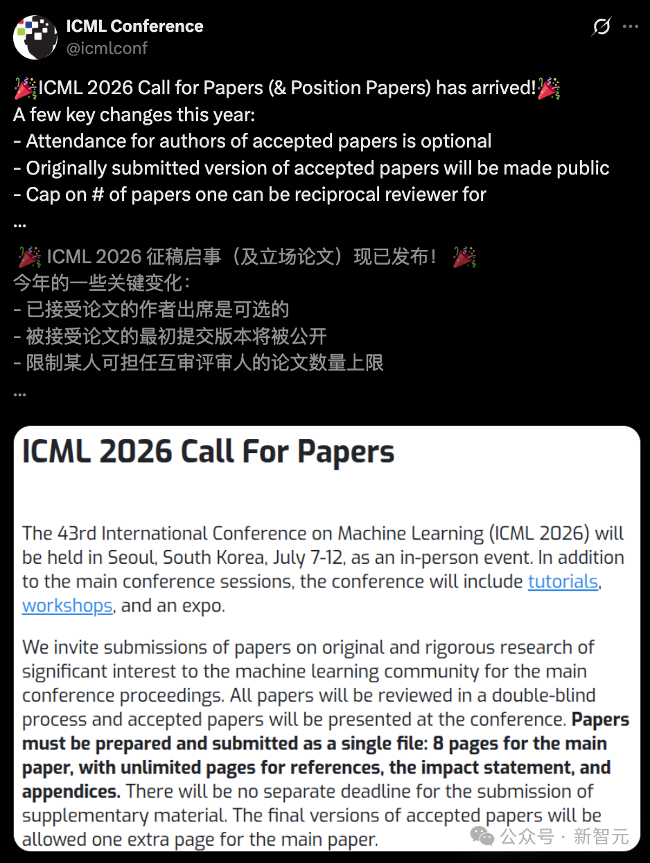 ICML 2026史上最严新规:LLM不得列为作者,滥用AI直接退稿插图 ICML 2026史上最严新规:LLM不得列为作者,滥用AI直接退稿插图
